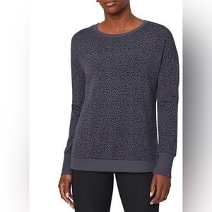 Ladies Mondetta Long Sleeve Relax Fit - Black/Charcoal Leopard Print - Size XL